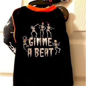 DOG HALLOWEEN TEE & BANDANA GLOW IN THE DARK COSTUME SIZE XS